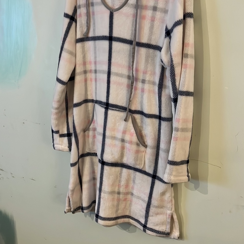 Nautical Windowpane Long Pullover Robe Kangaroo P… - image 3